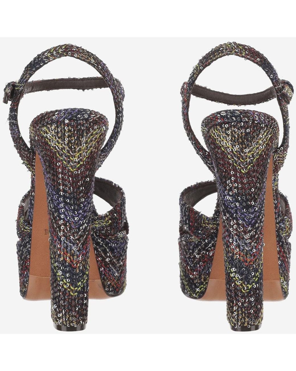 Missoni Metallic Multicolored Platform Sandals With Zigzag Pattern