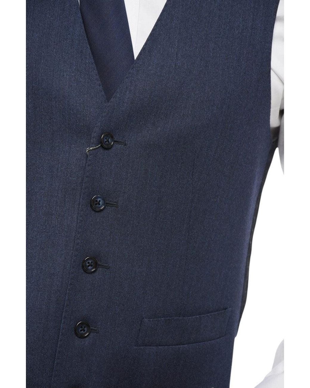Corneliani Blue Button Front Waistcoat for men