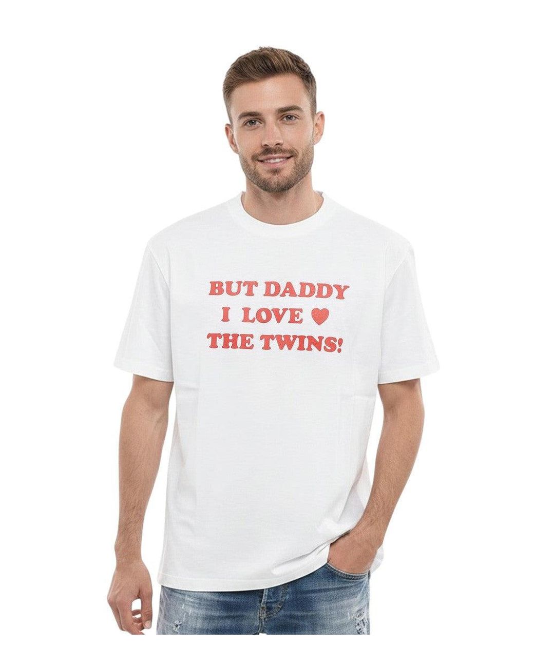 DSquared² White Printed Crew Neck T-Shirt for men