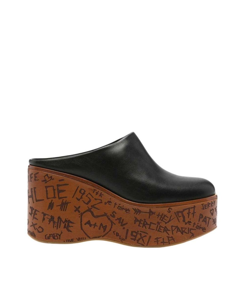 Chloé Brown Slip-On Wedges
