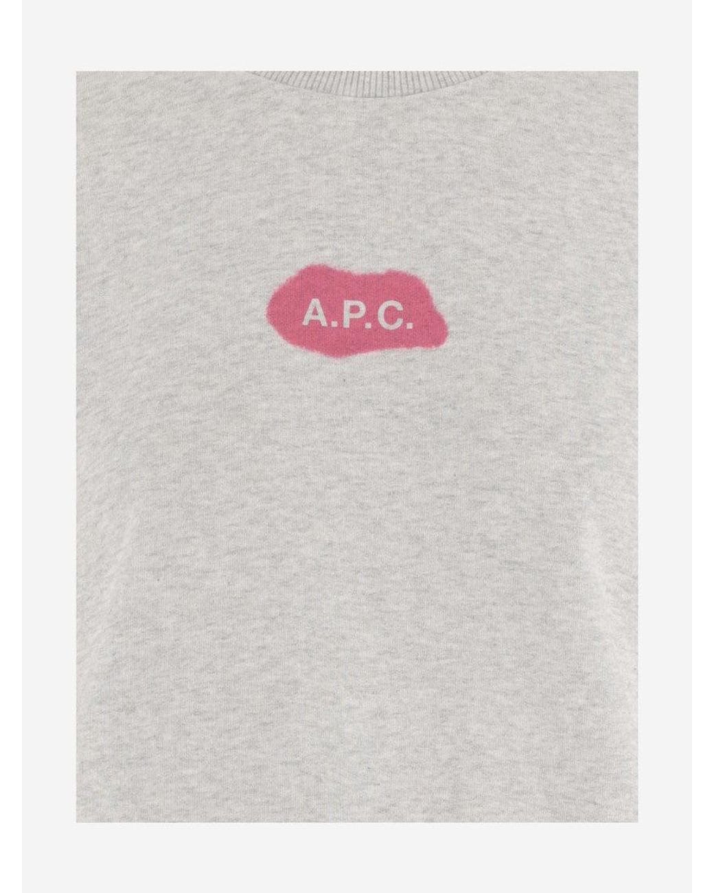 A.P.C. Gray Dark Crew Neck Logo T-Shirt