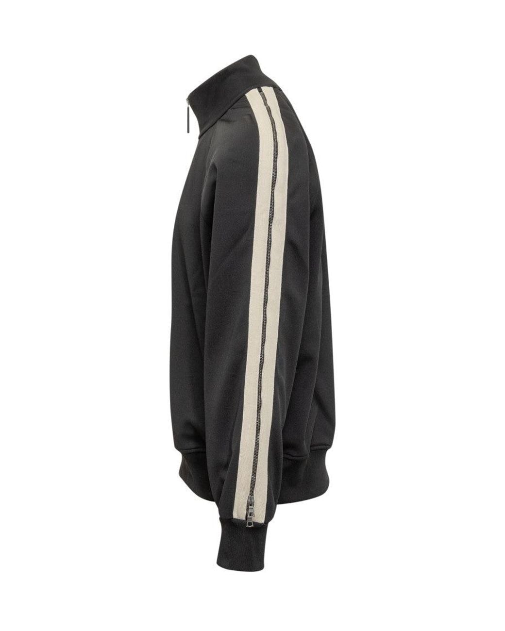 Palm Angels Black Stripes Mock Collar Sweatshirt for men