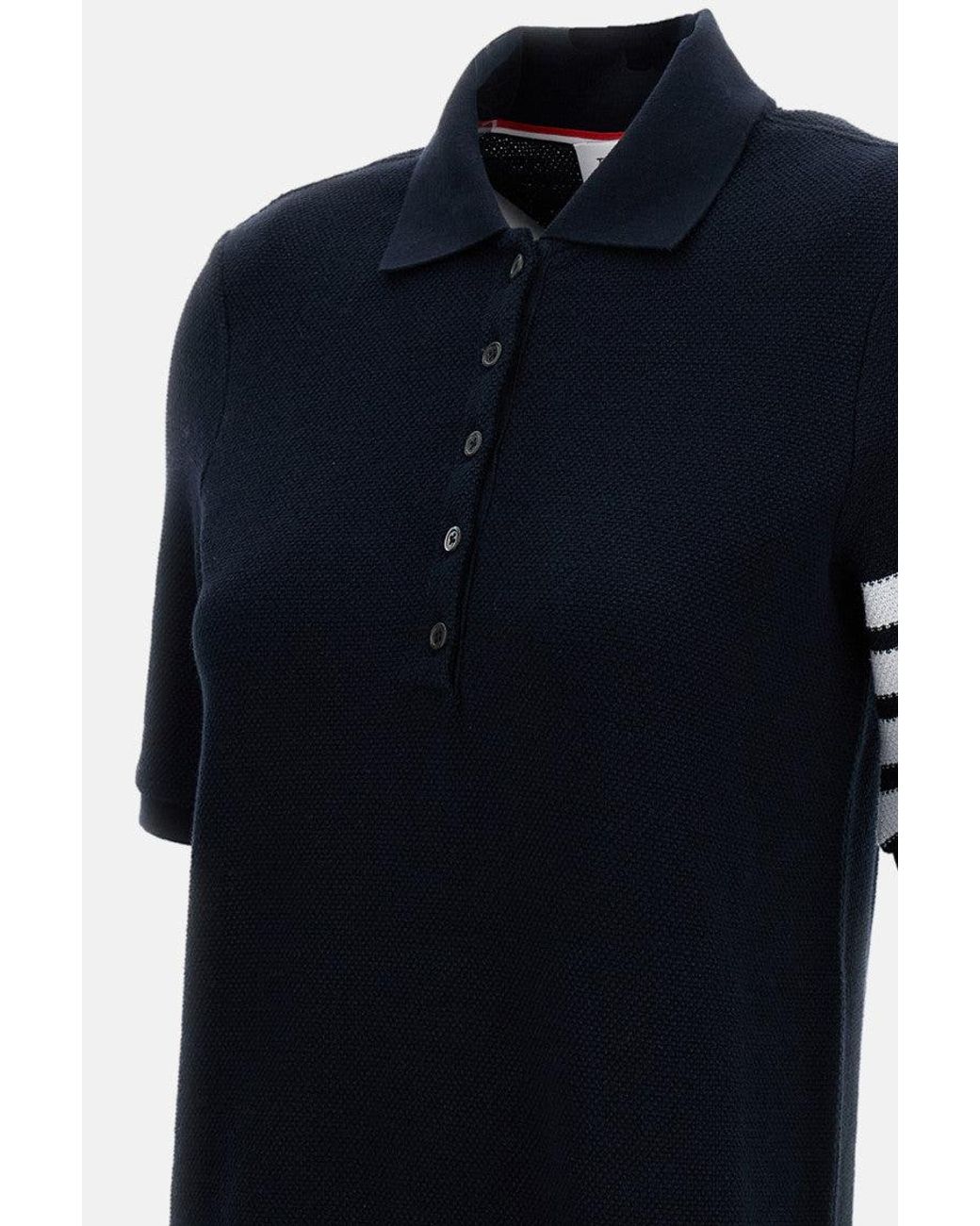 Thom Browne Black Cotton Piqué Polo Dress