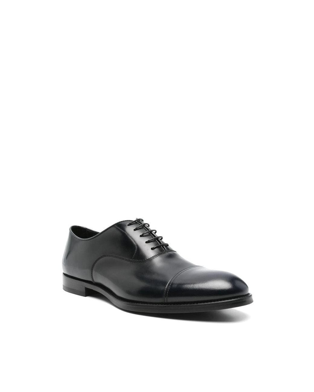 Doucal's Black Leather Lace Up Shoes for men