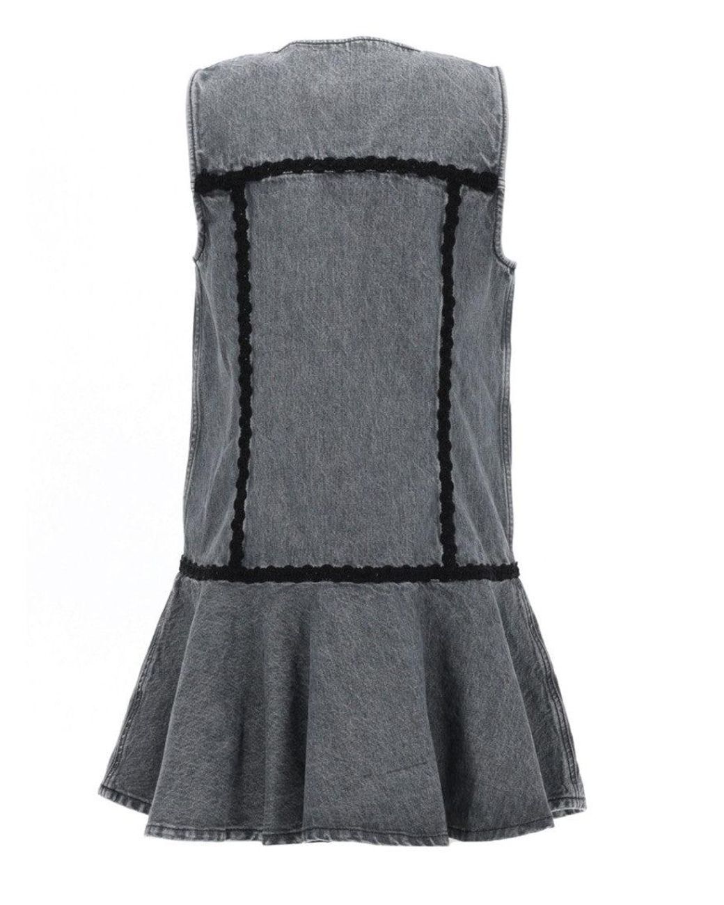 Ganni Gray Cotton Mini Dress Organic