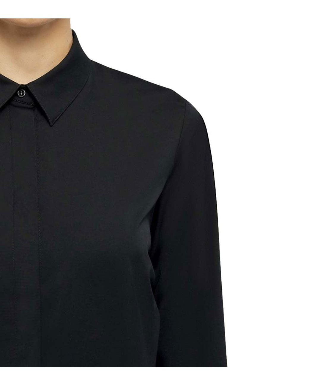 Wolford Black Solid Shirt Collar Top