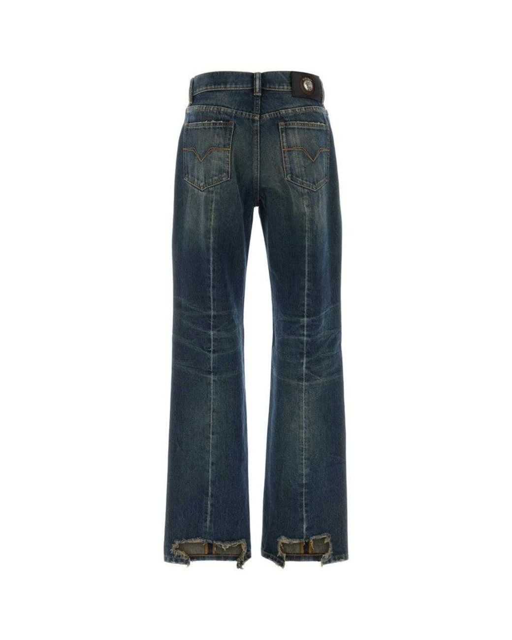 Versace Blue Flared Mid Rise Jeans
