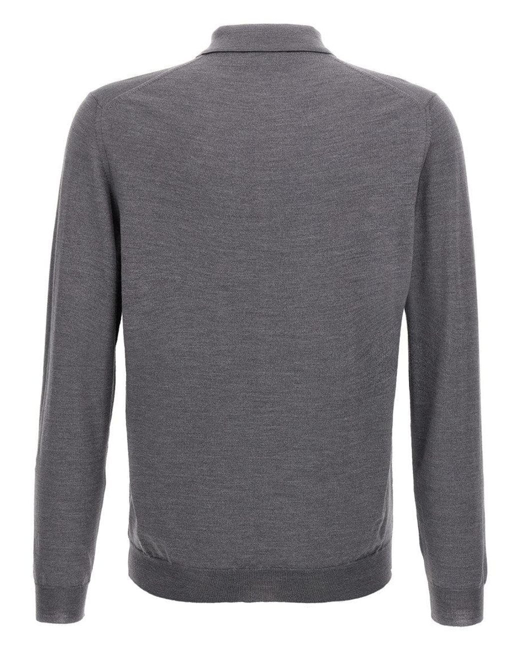 Zanone Gray Wool Polo Shirt for men