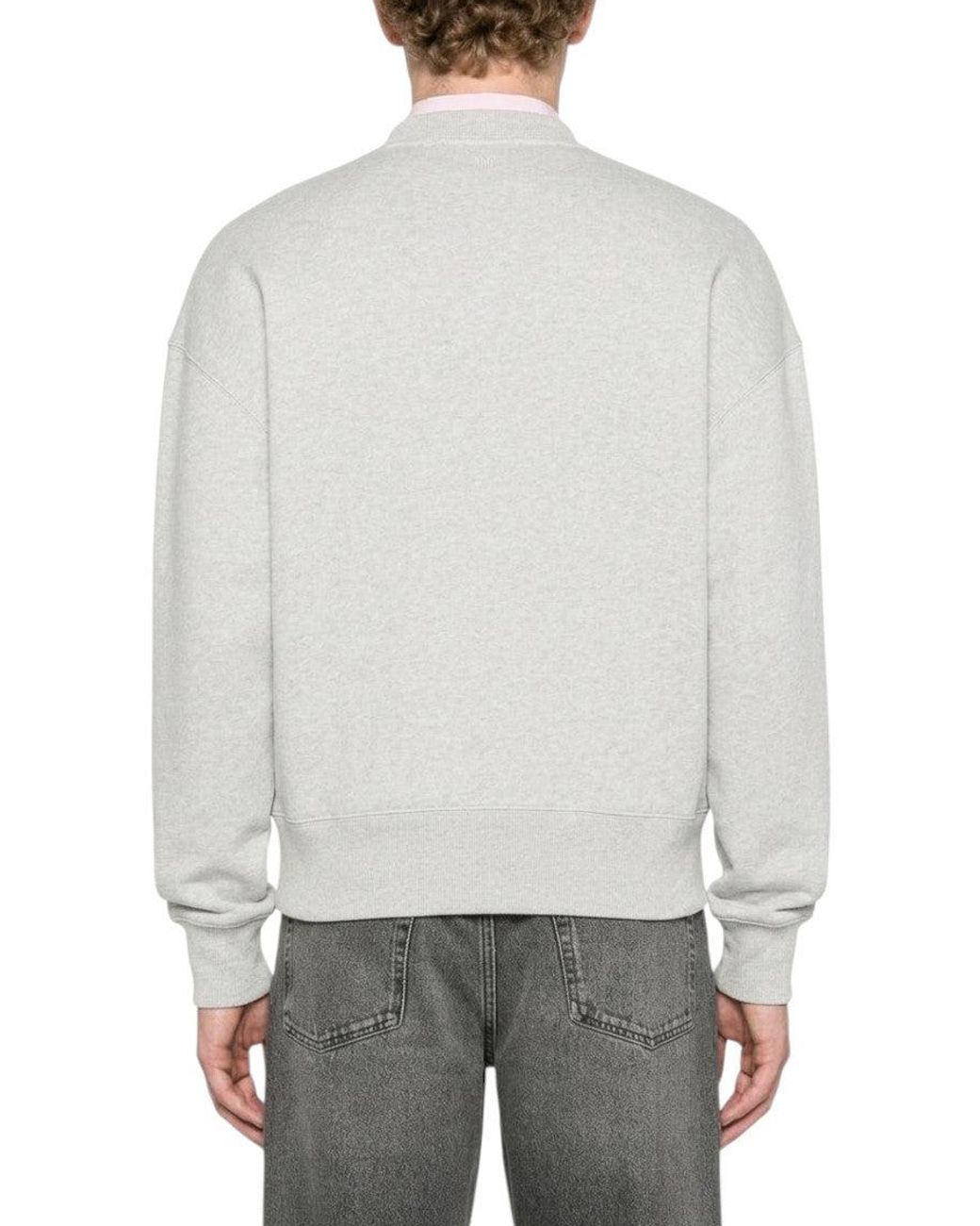 AMI Gray Crew Neck Sweatshirt for men