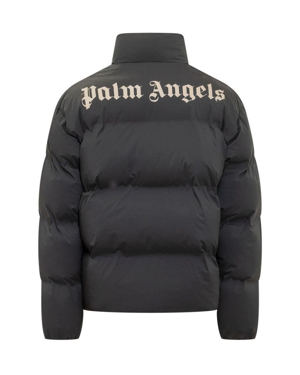 Palm Angels Gray Solid Mock Collar Jacket for men