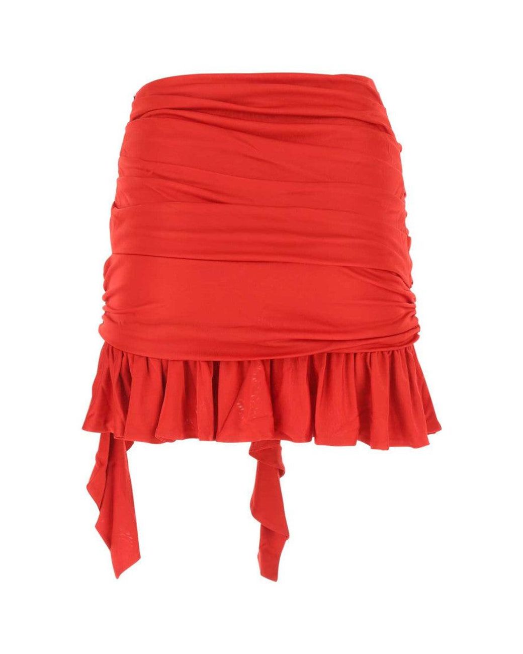 ANDREADAMO Red Ruffle-Detailing Mini Skirt