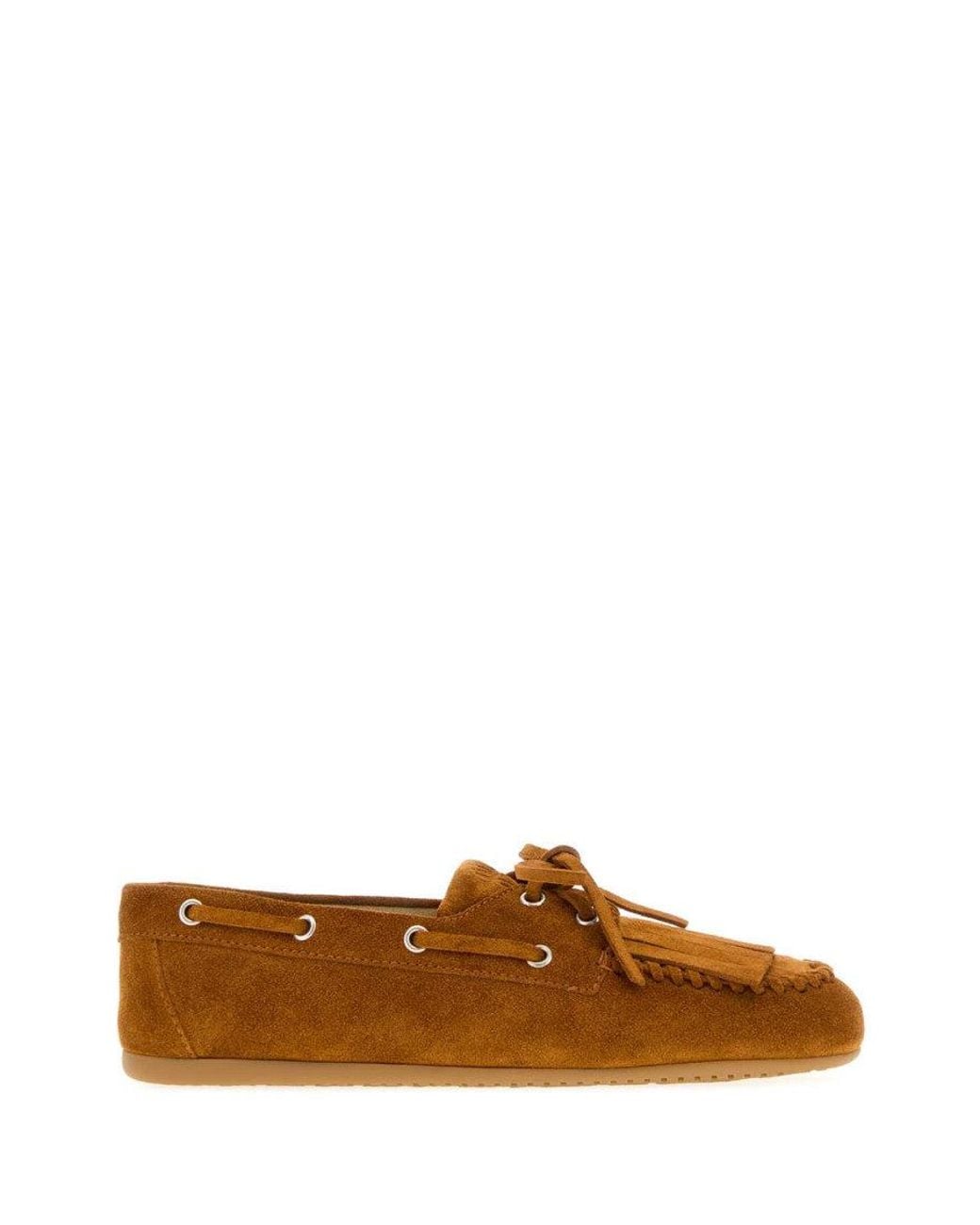 Miu Miu Brown Lace Up Loafers