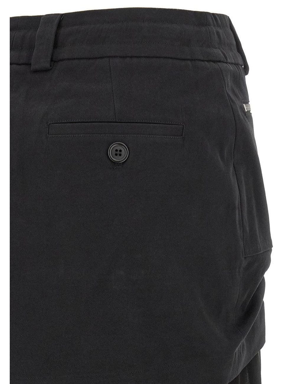 Dolce & Gabbana Black Dolce & Gabbana Twill And Chiffon Skirt