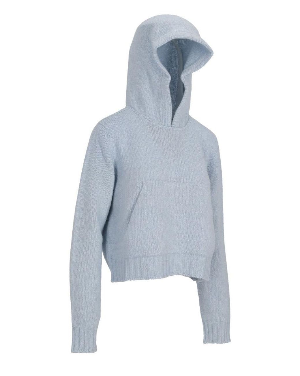 Palm Angels Blue Curved Logo Hoodie
