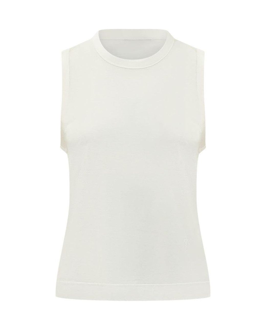AMI White Gironeck Mini Tank Top