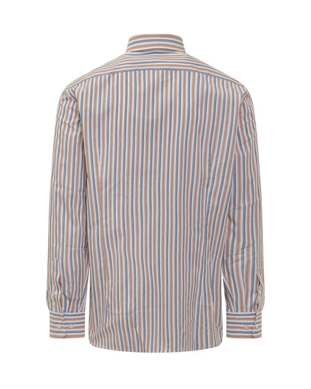 Etro Gray Regular Stripes Shirt for men