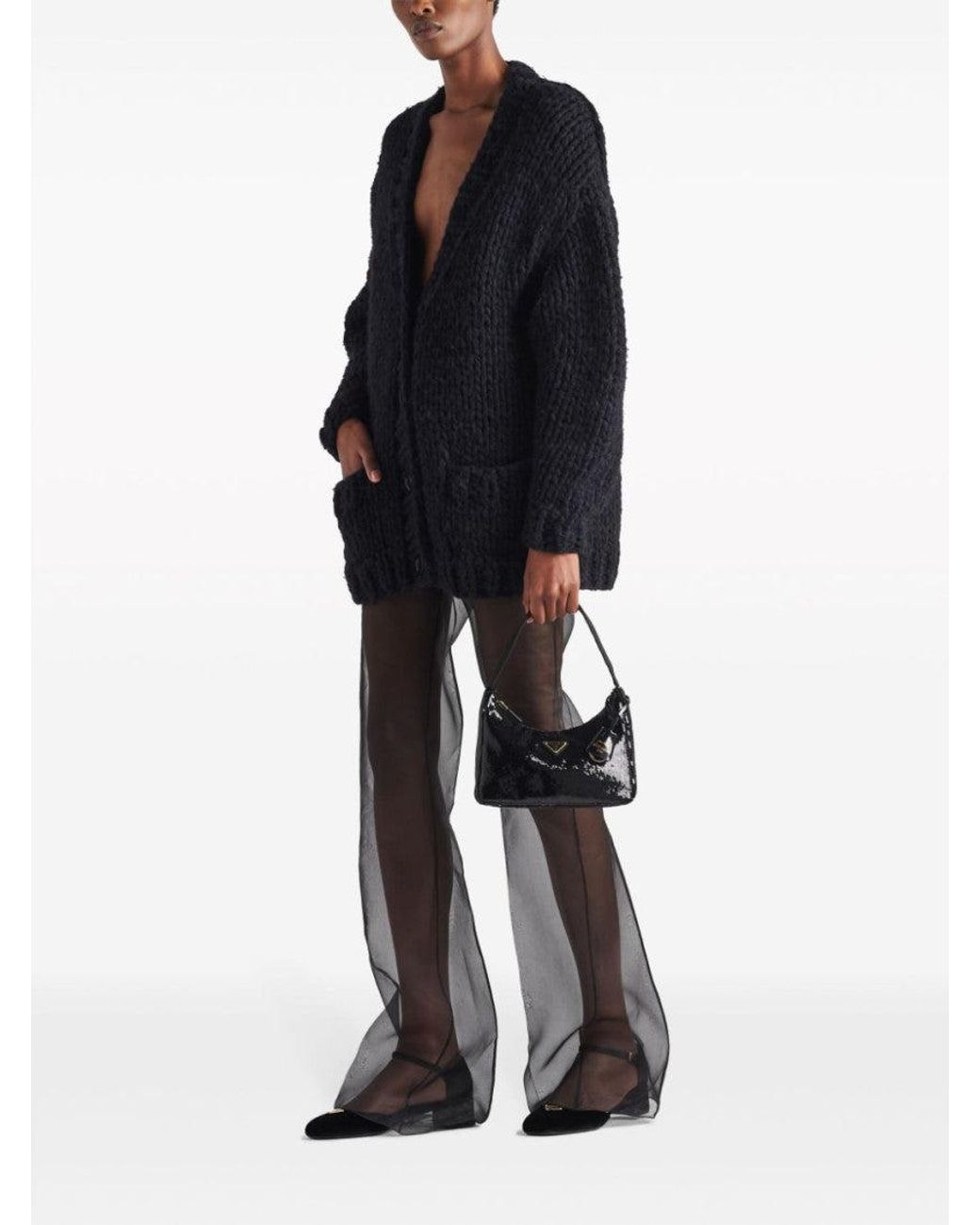 Prada Blue Semi-Sheer Flared Trousers