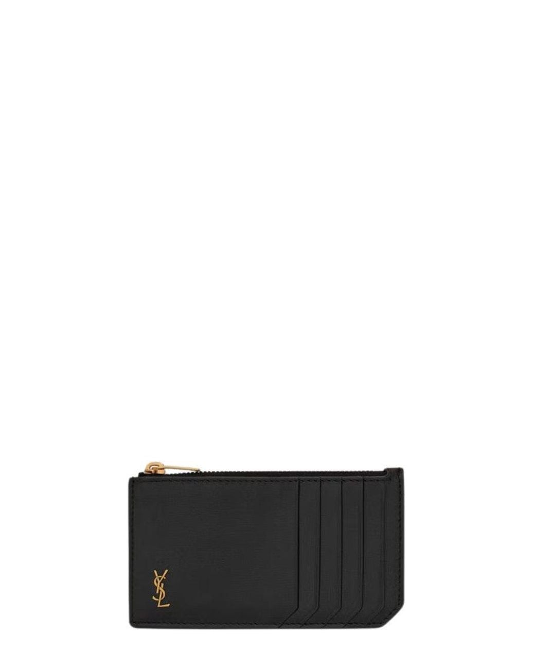 Saint Laurent White Monogram Zip Card Holder for men