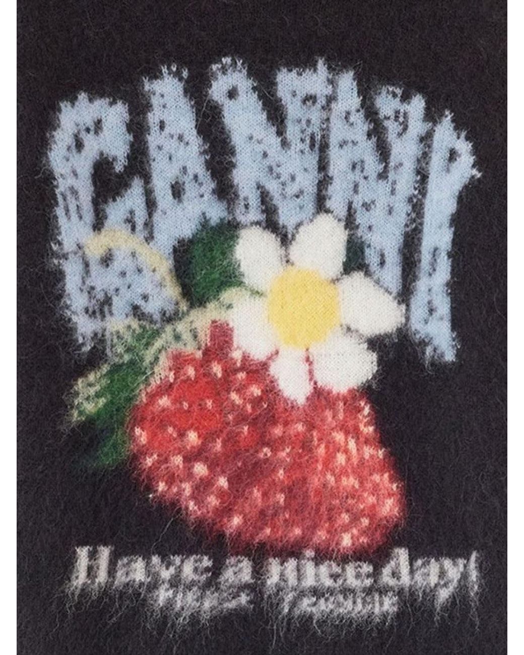Ganni Black Graphic Crew Neck T-Shirt