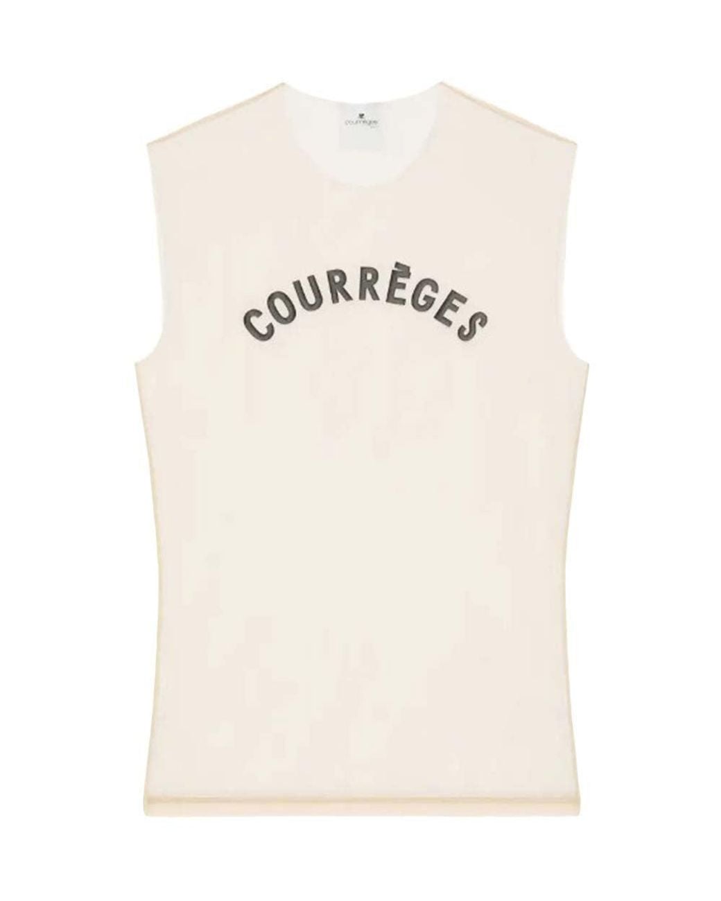 Courreges White Light Logo Round Neck Top