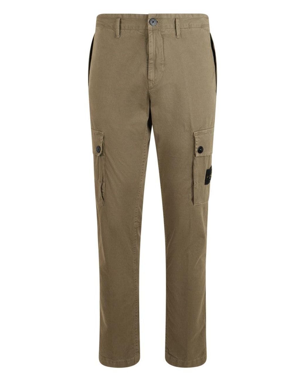 Stone Island Green Straight Cargo Pants for men