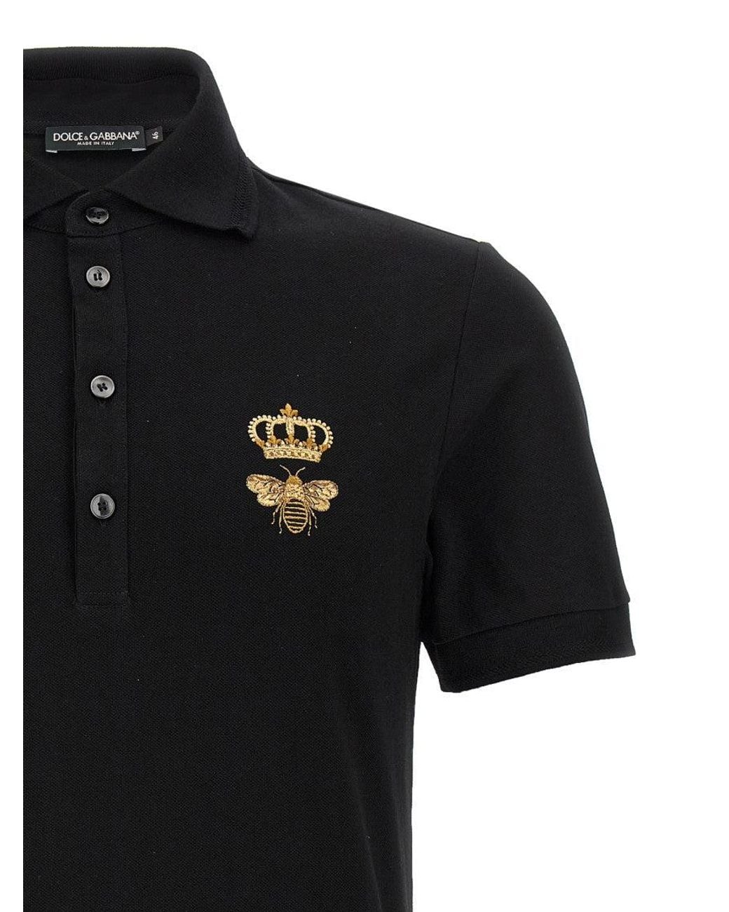 Dolce & Gabbana Black Embroidery Piquet Polo for men