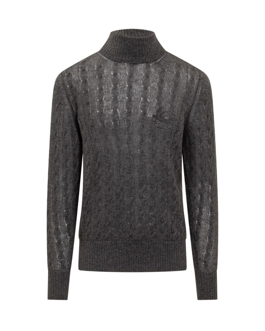 Etro Gray Logo Sweaters for men