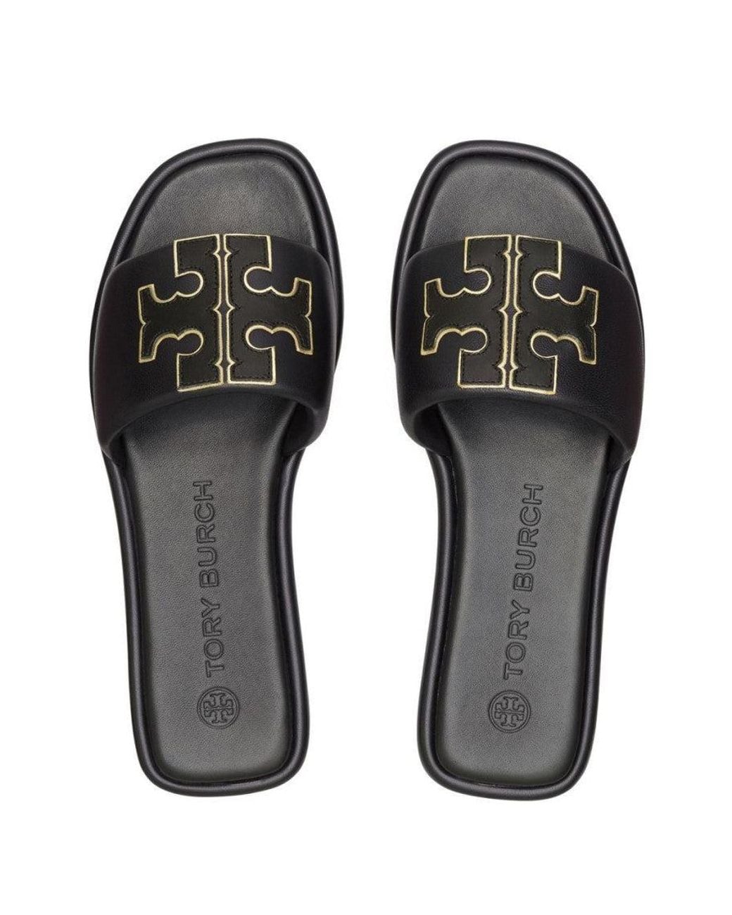 Tory Burch Black Logo Flats