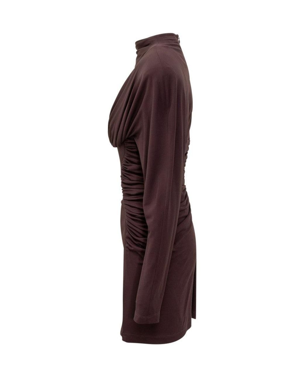 Stella McCartney Purple Solid Cowl Neck Mini Dress