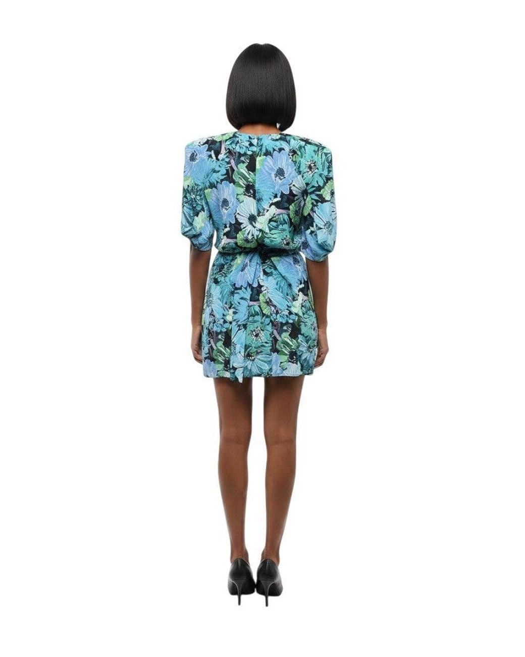 Stella McCartney Blue Sky Floral Crew Neck Mini Dress
