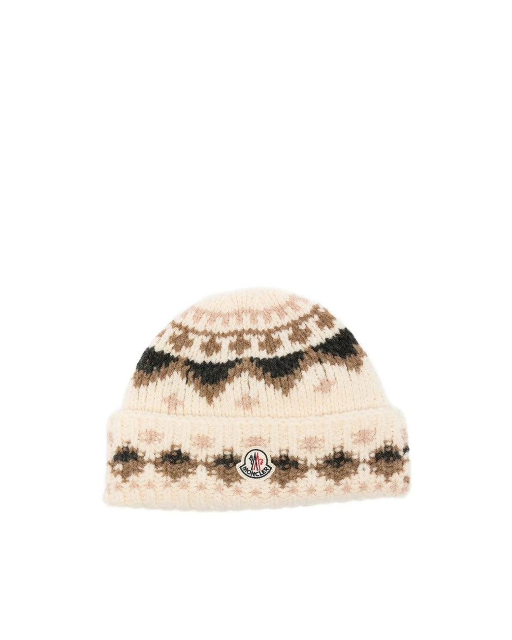 Moncler Natural Jacquard Beanie Cap for men