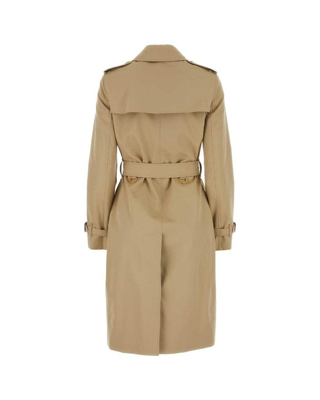 Burberry Natural Double-Breasted Cotton Trench Coat