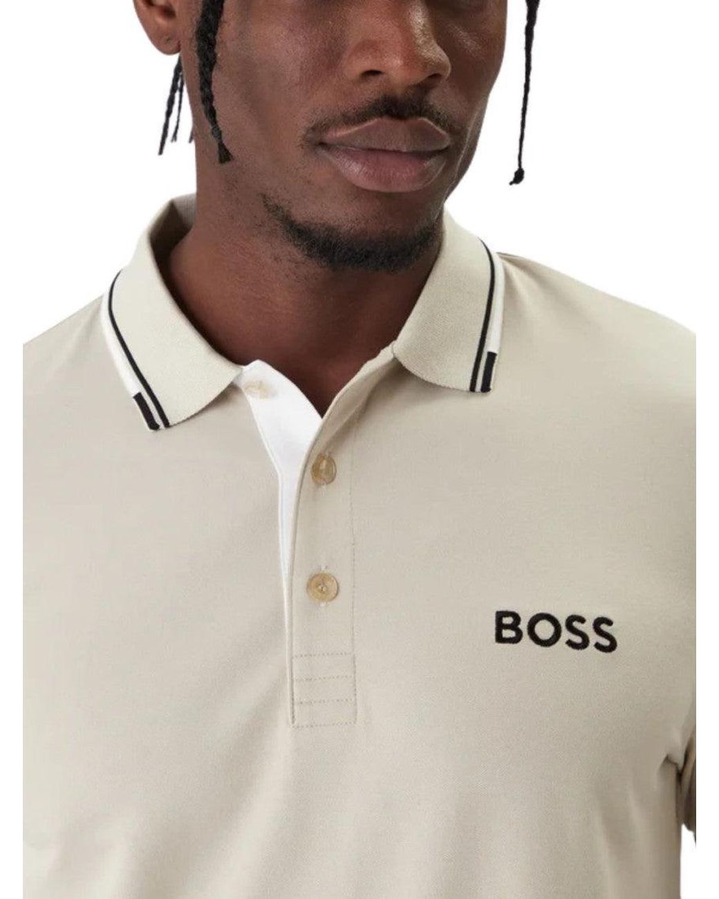 Boss Natural Logo Shirt Collar Polo for men