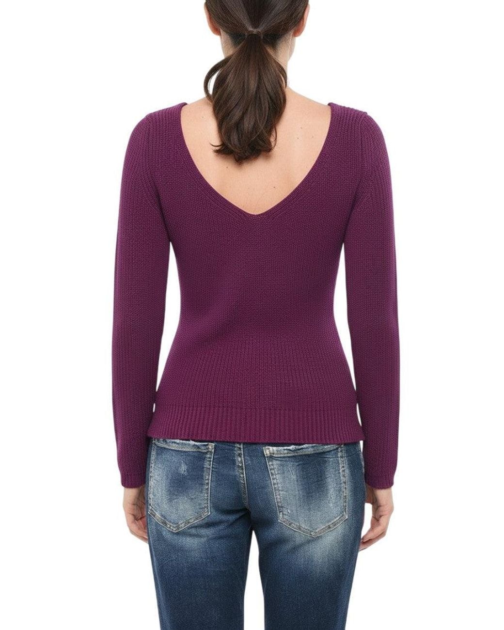 DSquared² Purple Solid V Neck Sweater