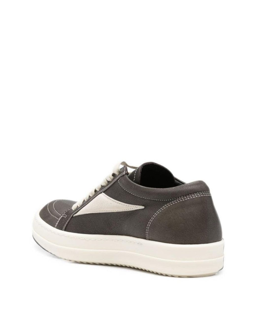 Rick Owens White Leather Sneakers