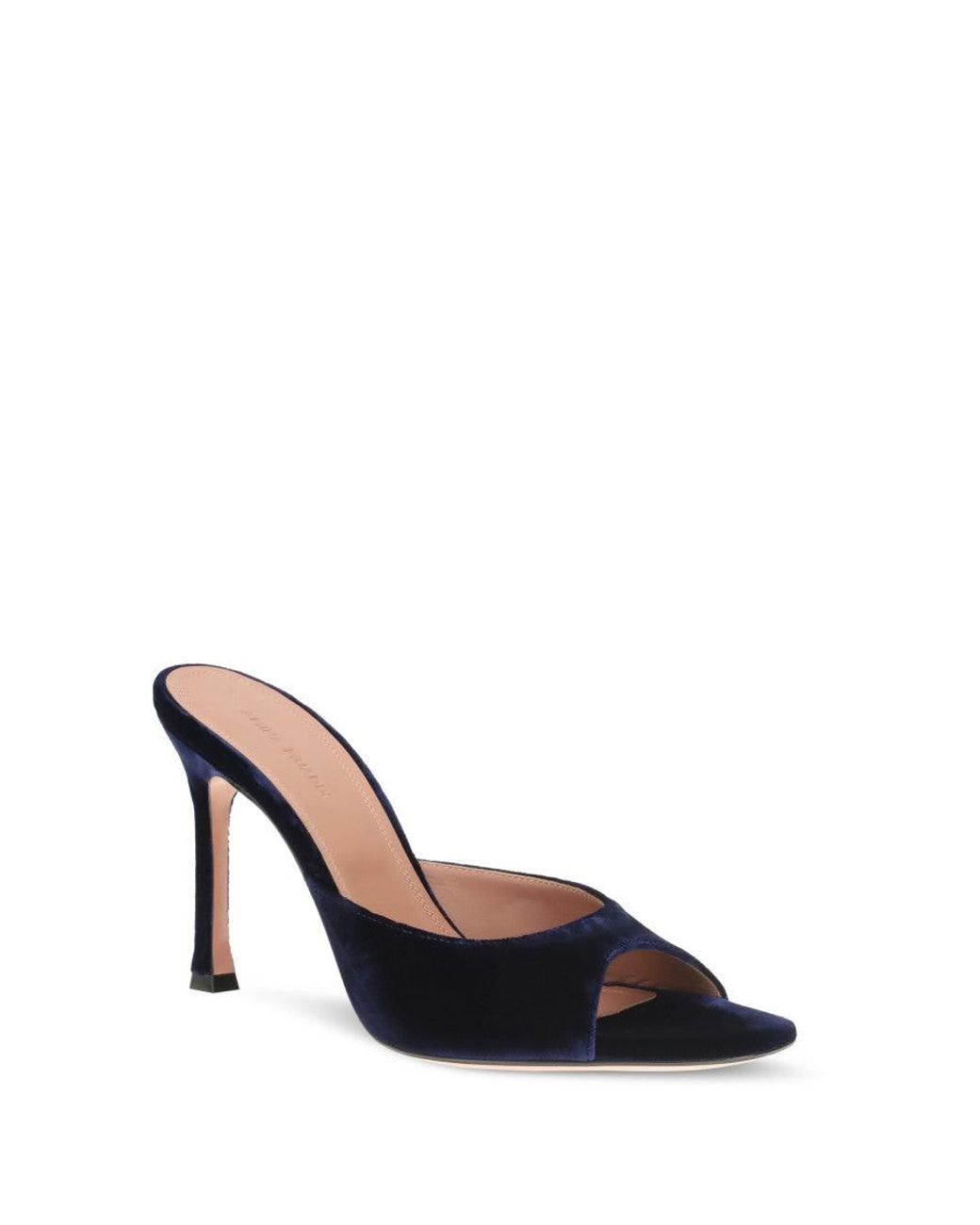 AMINA MUADDI Blue Alexa Velvet Sandals Midnight