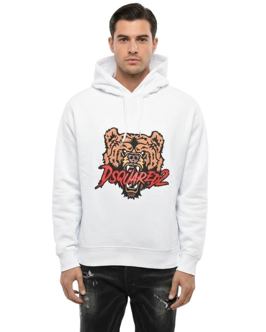 DSquared² White Regular Graphic Hoodie for men
