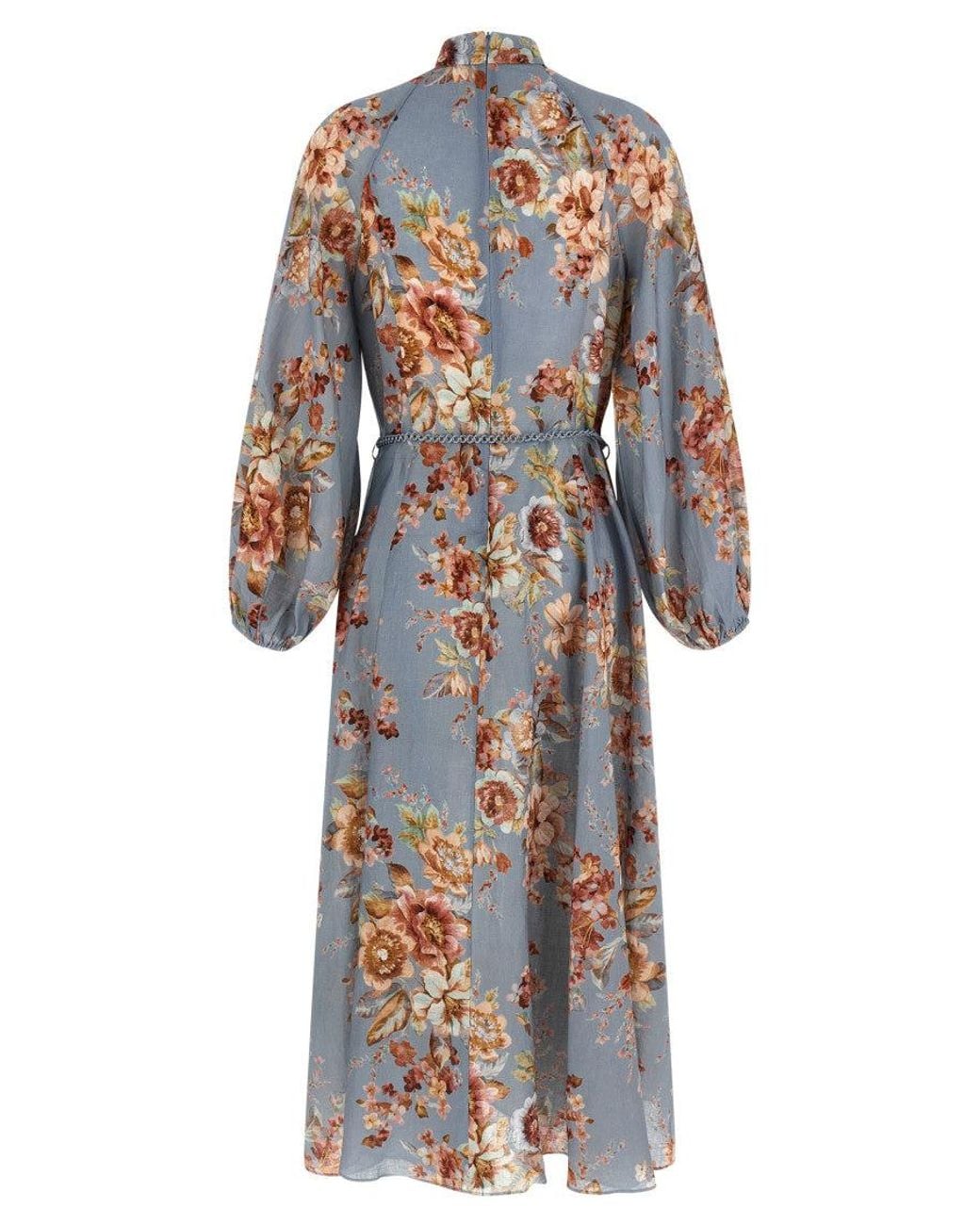 Zimmermann Blue Light Turtle Neck Floral Maxi Dress