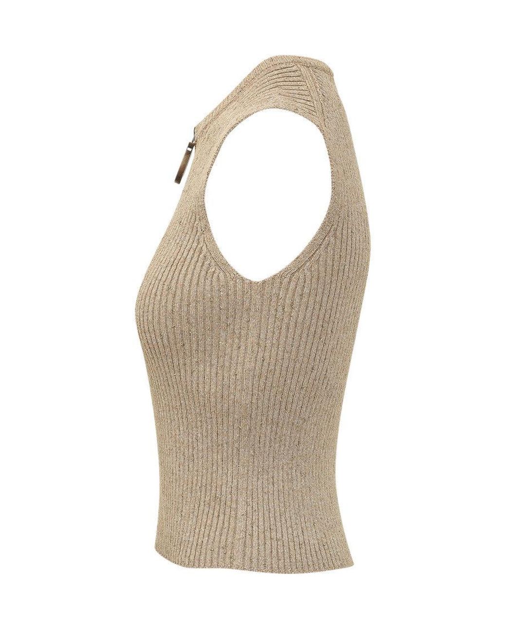 J.W. Anderson Natural Knitted Round Neck Top