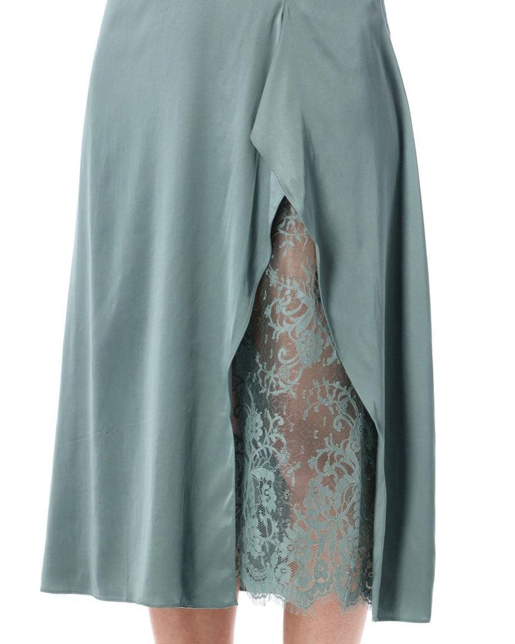 Acne Green Satin Slip Dress