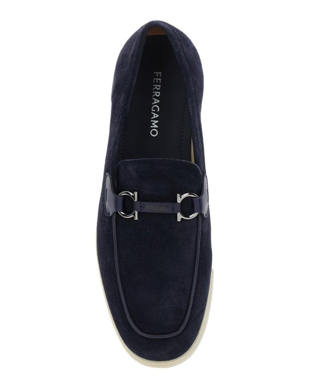 Ferragamo Blue 'Cosimo' Loafers With Metallic Hooks On The Front for men