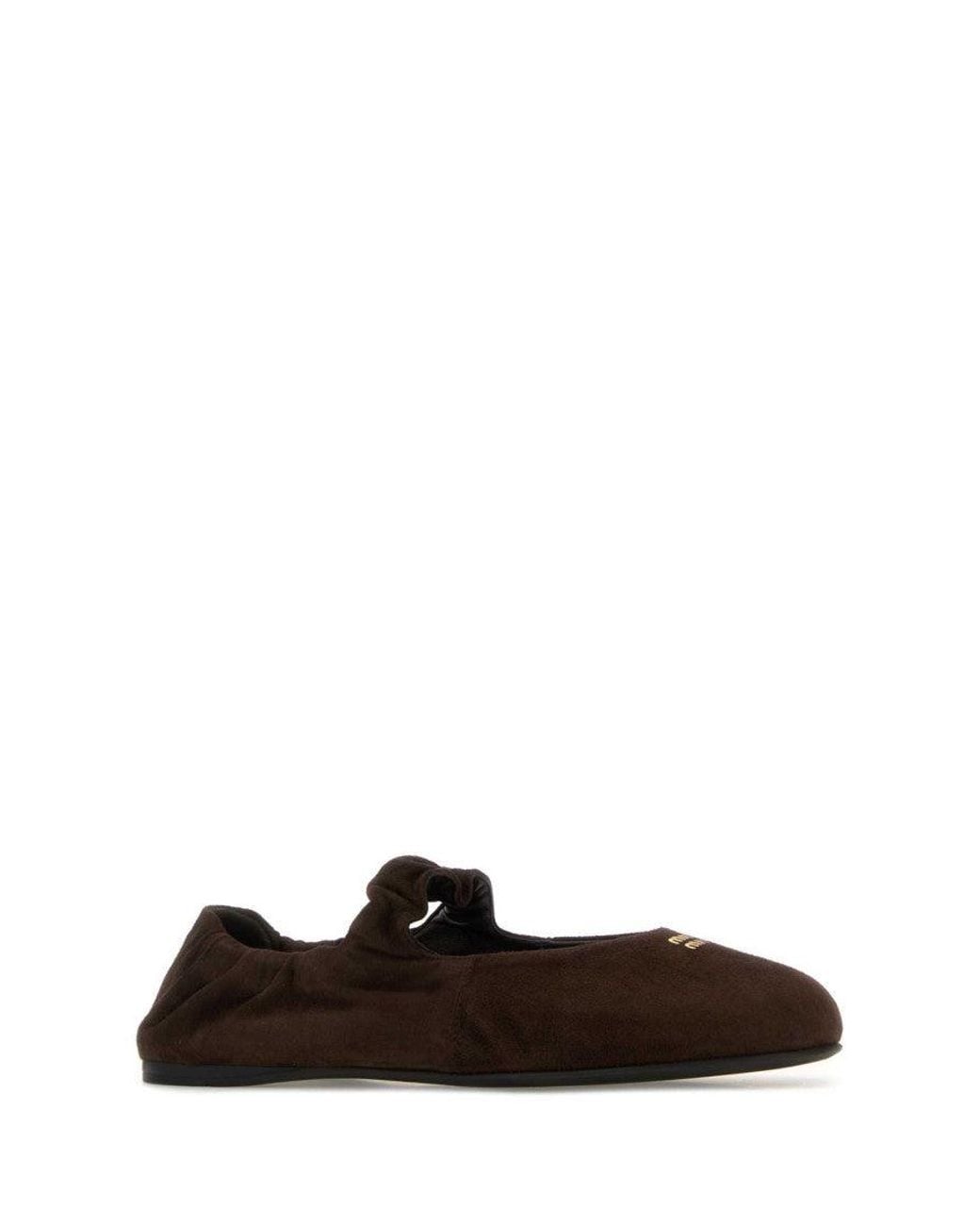 Miu Miu Black Dark Suede Ballet Flats