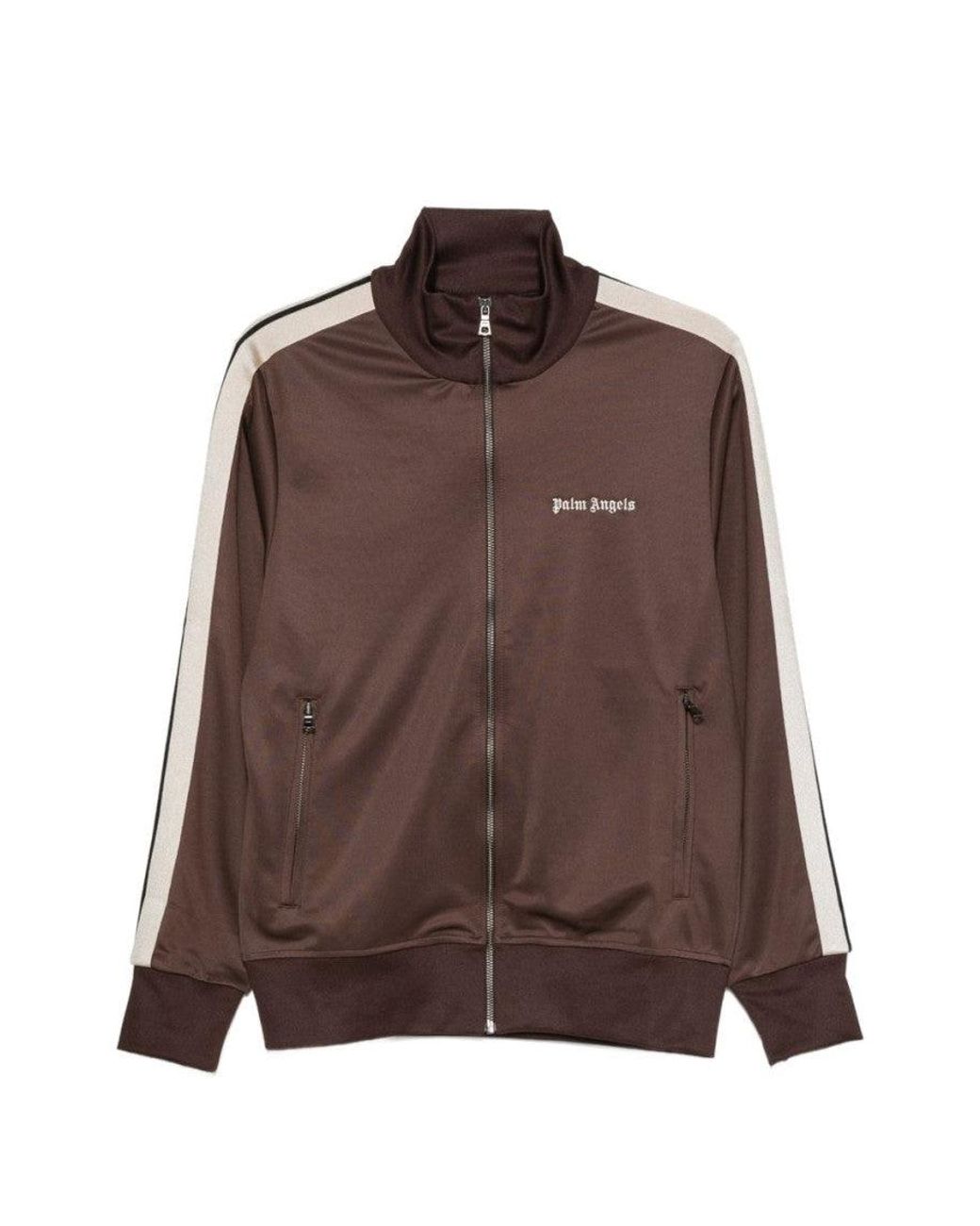 Palm Angels Brown Zip Up Track Jacket for men