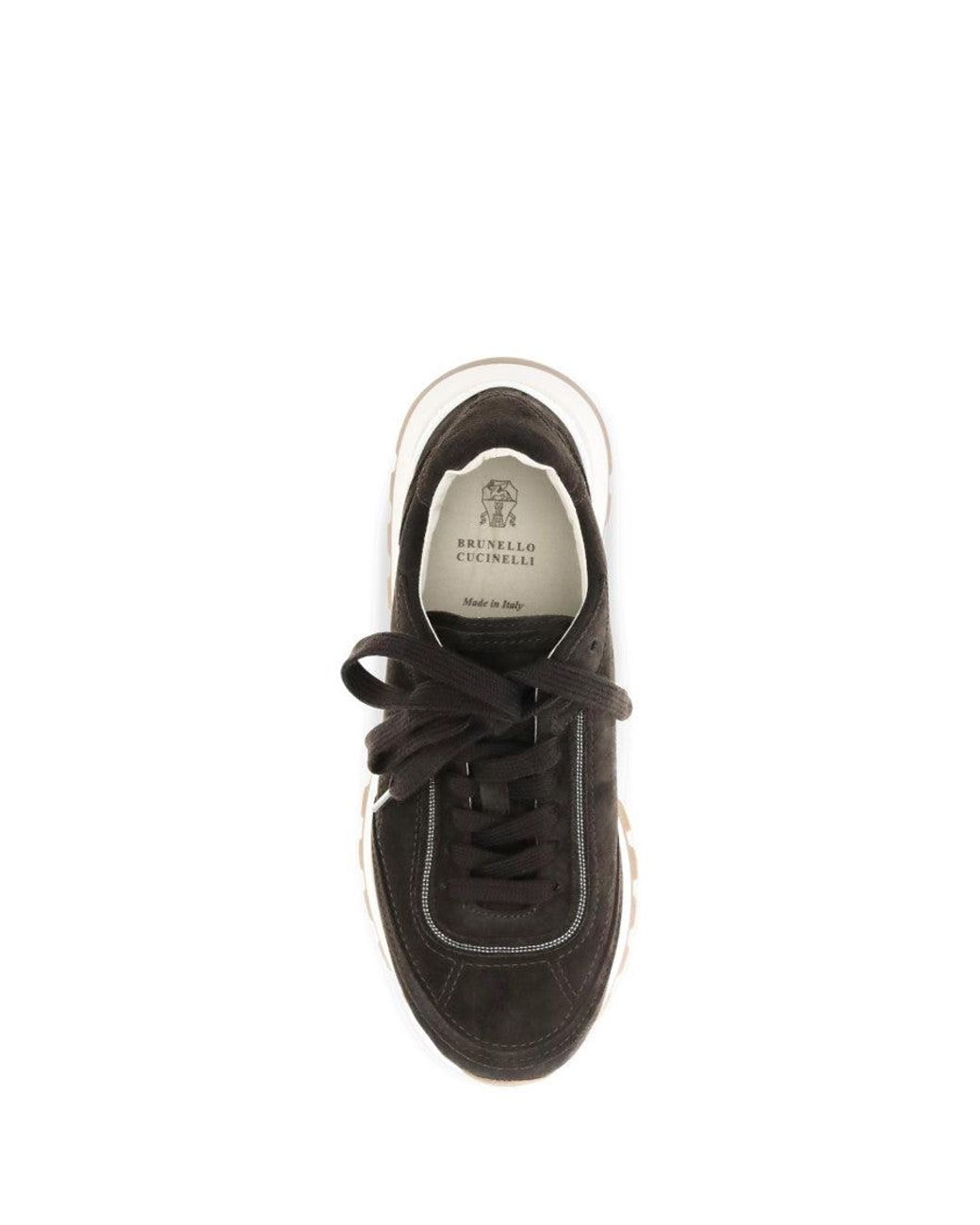 Brunello Cucinelli White Lace-Up Sneakers