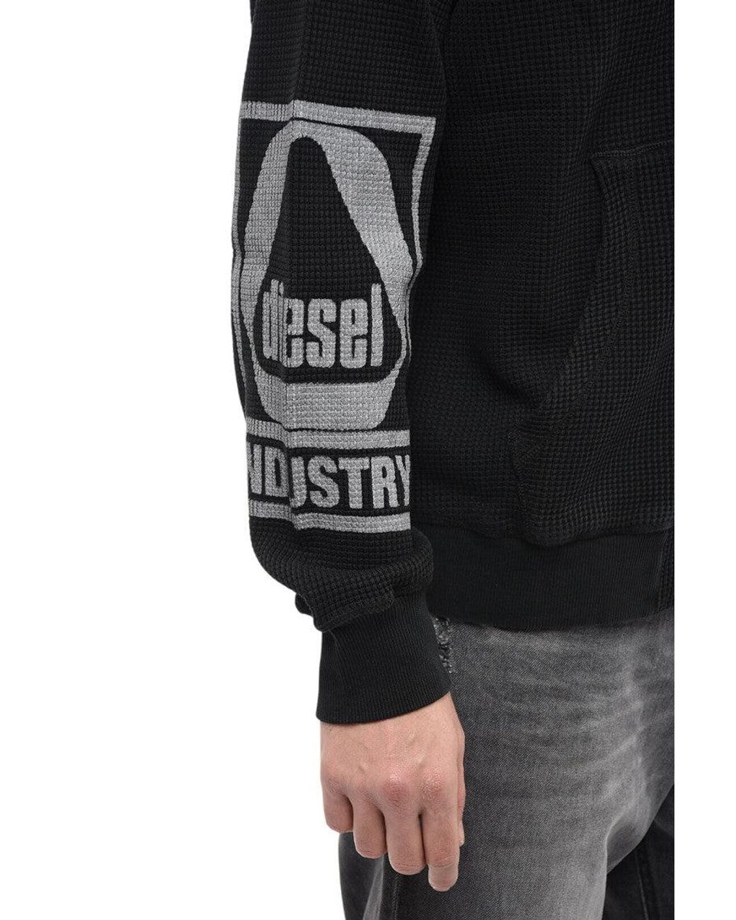 DIESEL Black Knitted Zip Up Hoodie for men