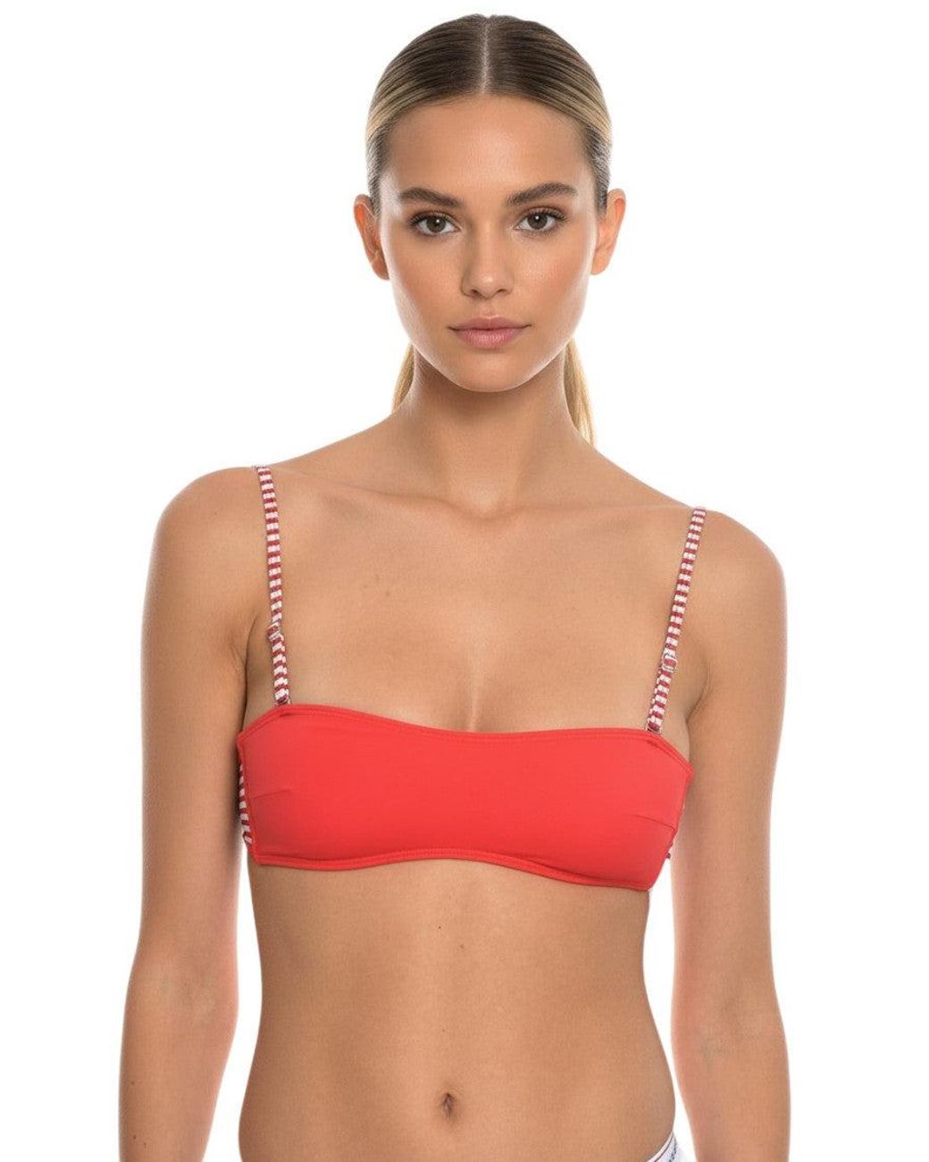 DIESEL Red Stripes Bikini Top Swimwear