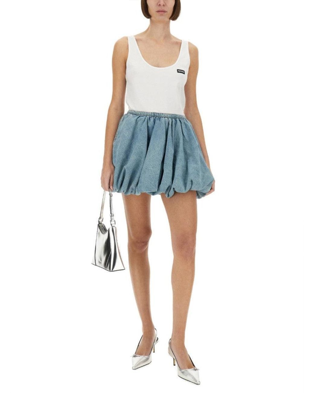 ROTATE BIRGER CHRISTENSEN White Solid Scoop Neck Top
