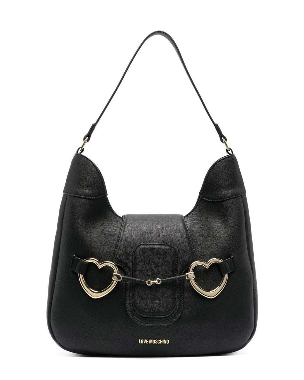 Love Moschino Black Heart Clamp Medium Hobo