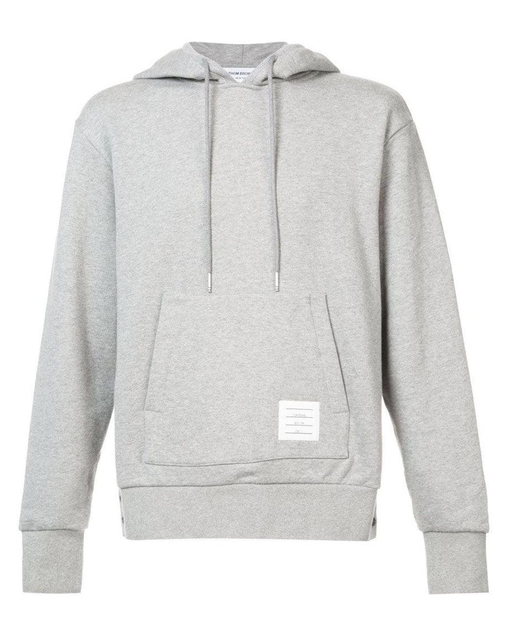 Thom Browne Gray Light Stripe Detail Hoodie for men