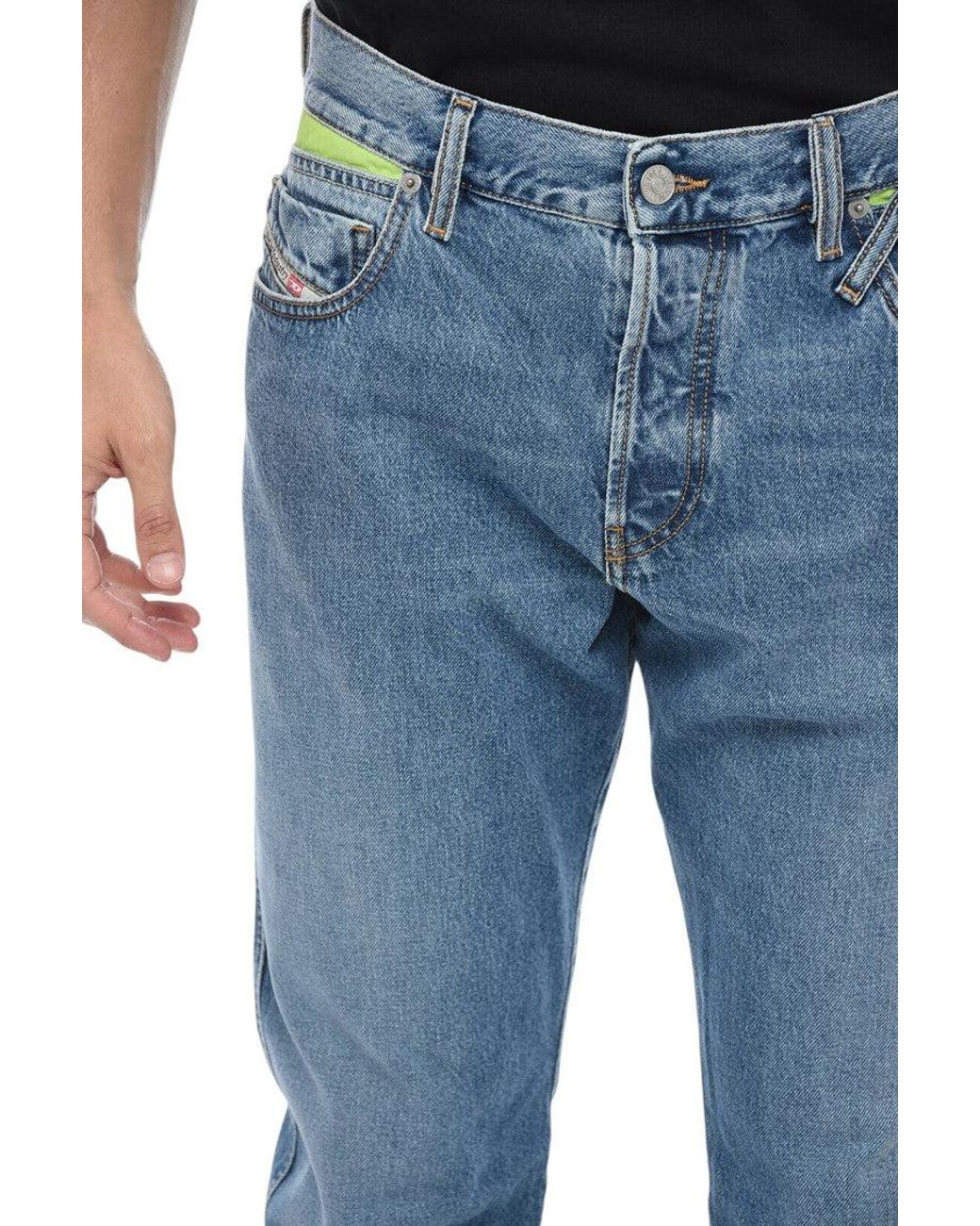 DIESEL Blue Straight Mid Rise Jeans for men